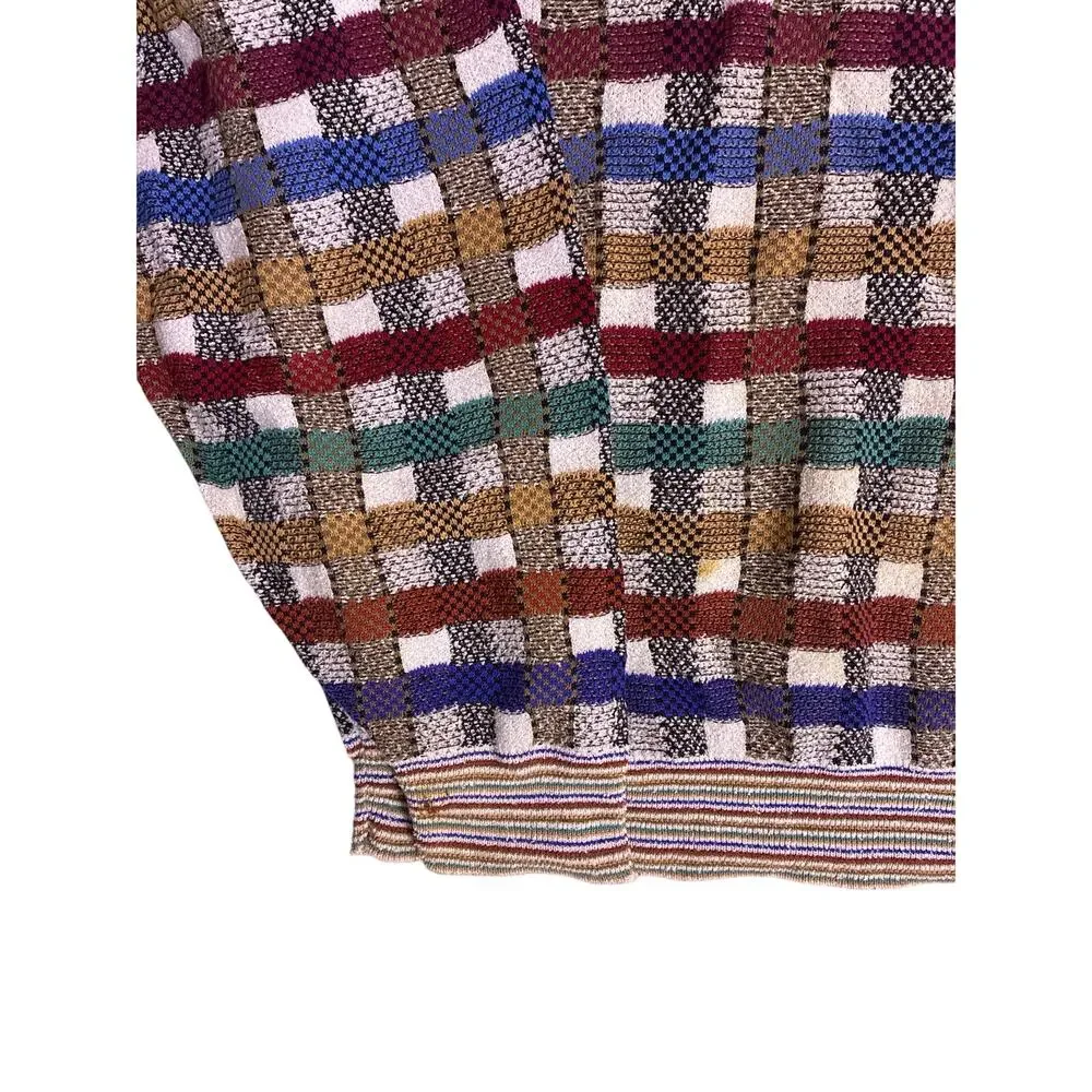 Vintage 80s Rainbow Multicolor Plaid Sweater Men’s XL Y2K Kidcore Retro Knit